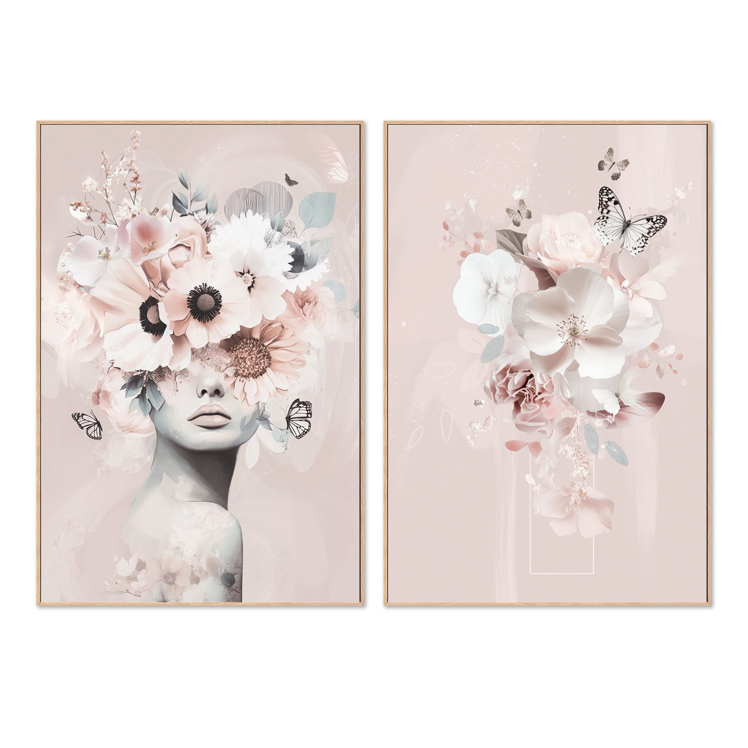 wall-art-print-canvas-poster-framed-Pink Petal Veil, Style B, Set Of 2 , By Bella Eve-4