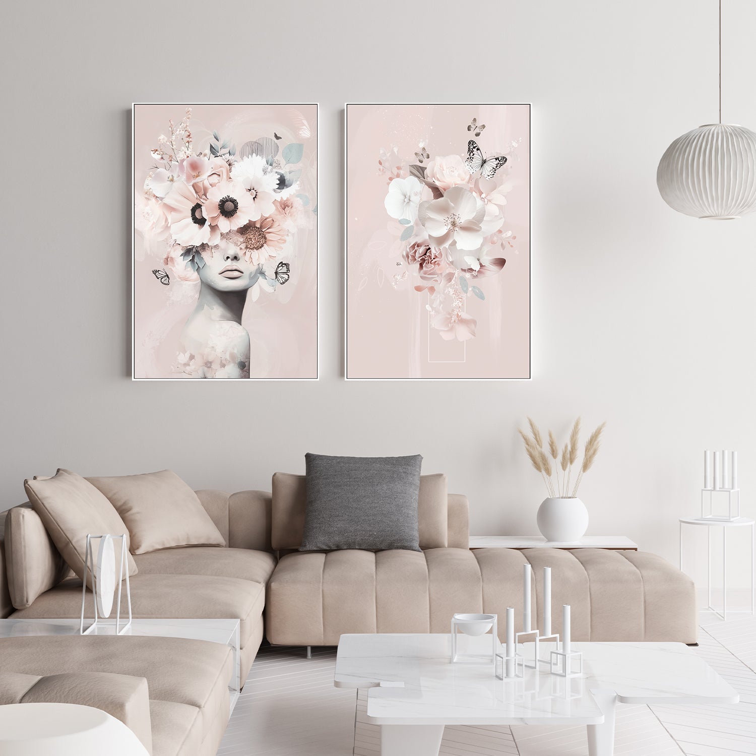 wall-art-print-canvas-poster-framed-Pink Petal Veil, Style B, Set Of 2 , By Bella Eve-7