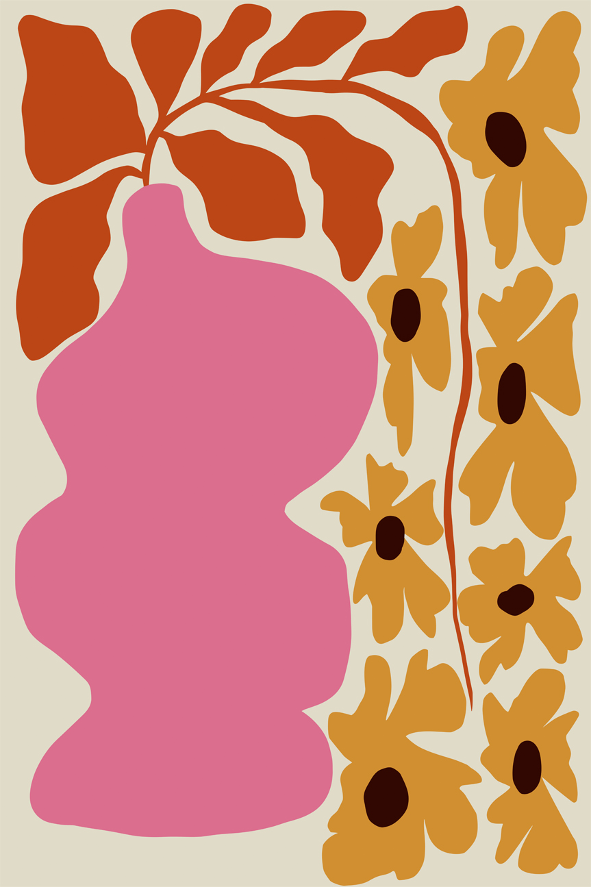 wall-art-print-canvas-poster-framed-Pink Pottery , By Miho Art Studio-1