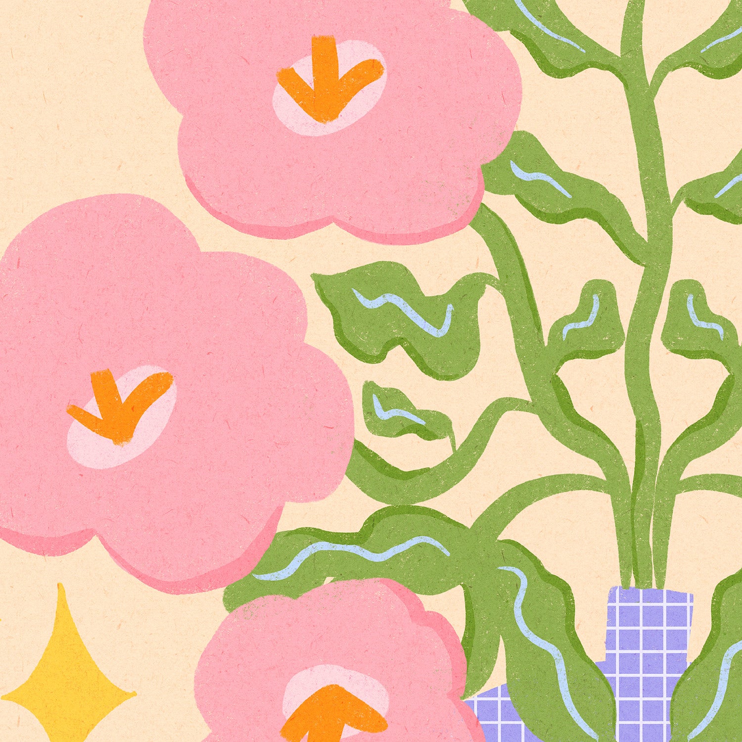 wall-art-print-canvas-poster-framed-Pink Retro Flowers in a Vase Illustration-10