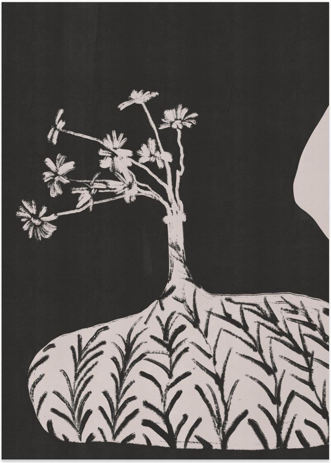wall-art-print-canvas-poster-framed-Plump Vase With Slender Flowers , By Little Dean-1