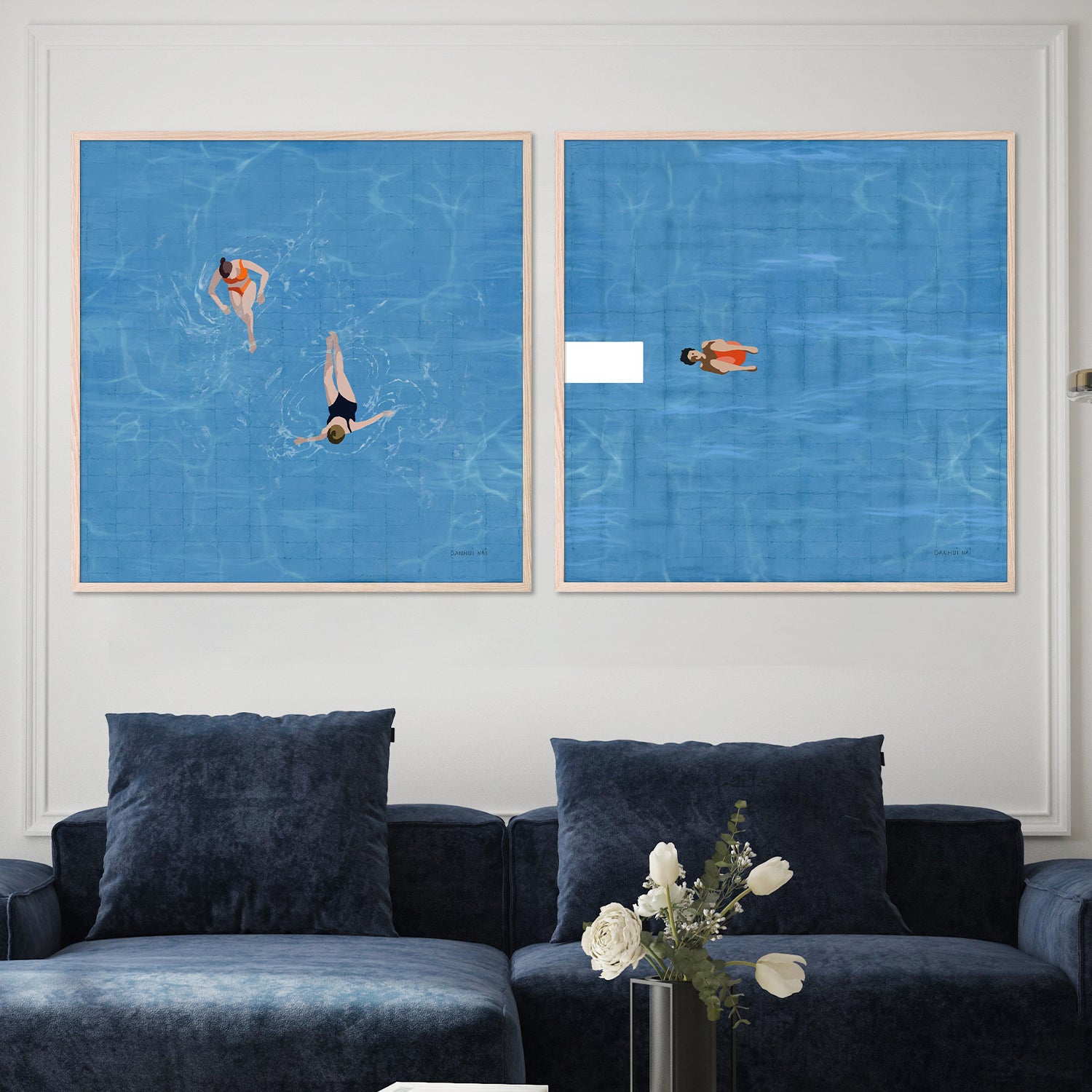 wall-art-print-canvas-poster-framed-Pool Fun, Style A & B, Set Of 2-7