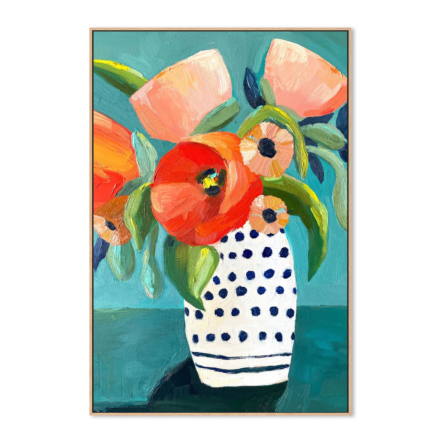wall-art-print-canvas-poster-framed-Poppies In A Polka Dot Vase , By Kelly Angelovic-4
