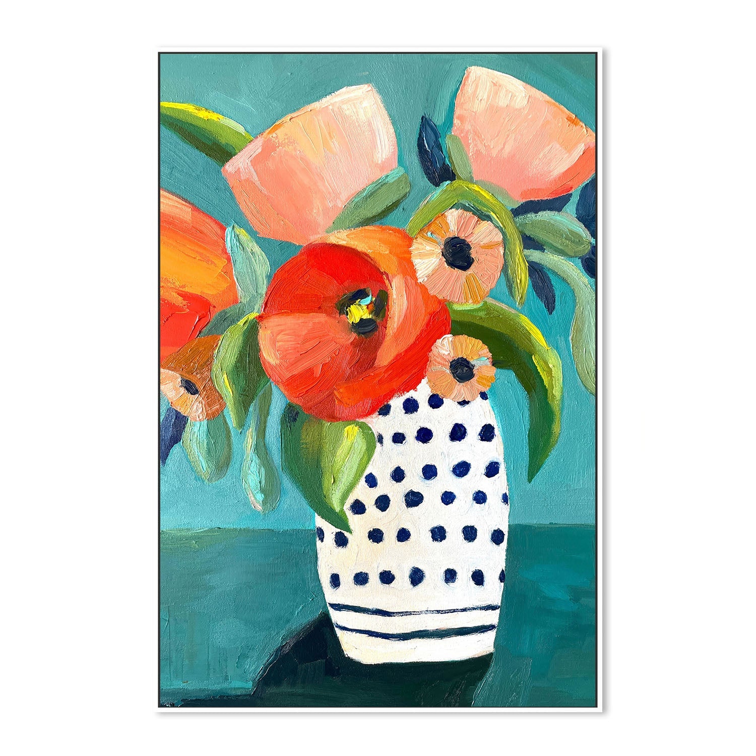 wall-art-print-canvas-poster-framed-Poppies In A Polka Dot Vase , By Kelly Angelovic-5