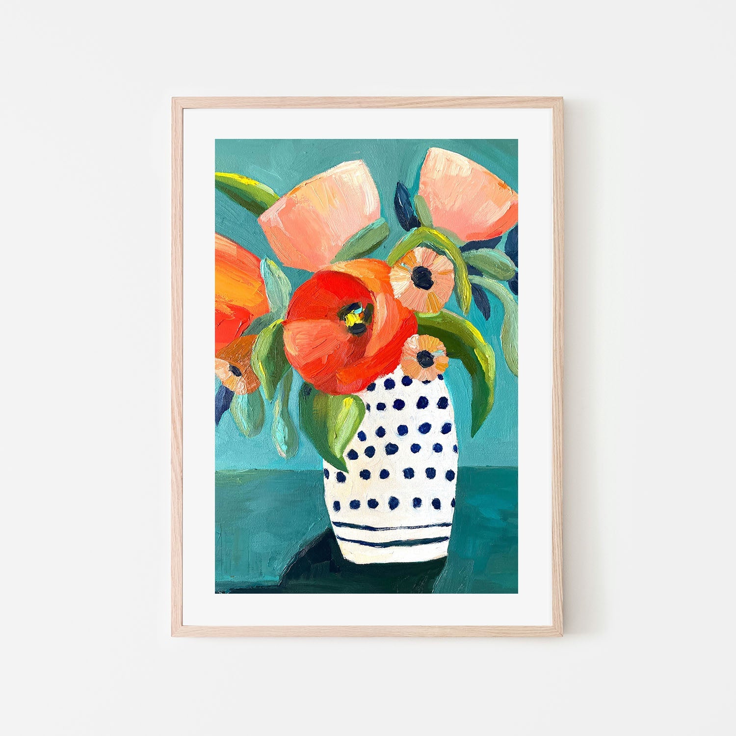 wall-art-print-canvas-poster-framed-Poppies In A Polka Dot Vase , By Kelly Angelovic-6