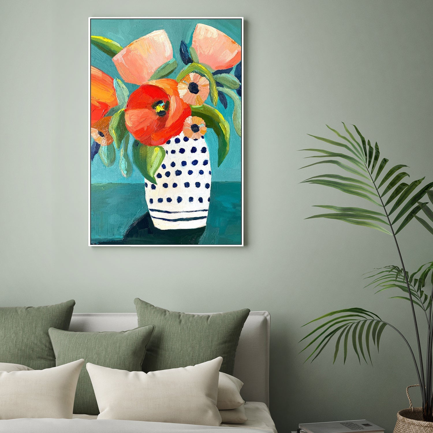 wall-art-print-canvas-poster-framed-Poppies In A Polka Dot Vase , By Kelly Angelovic-7