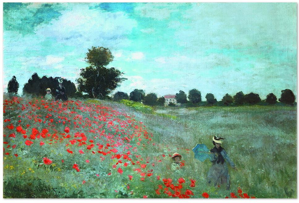 wall-art-print-canvas-poster-framed-Poppy Field Near Argenteuil, By Monet-by-Gioia Wall Art-Gioia Wall Art