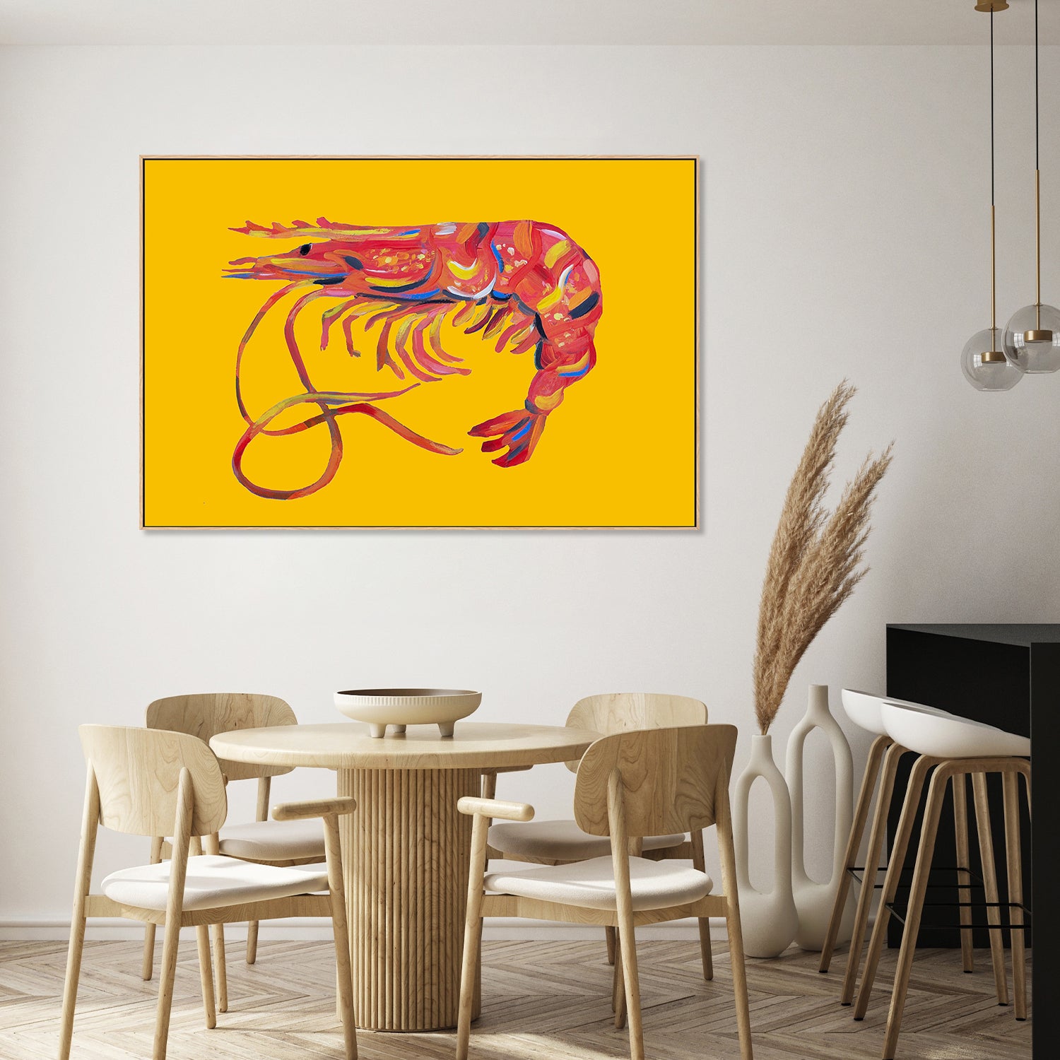 wall-art-print-canvas-poster-framed-Prawn On Yellow-7