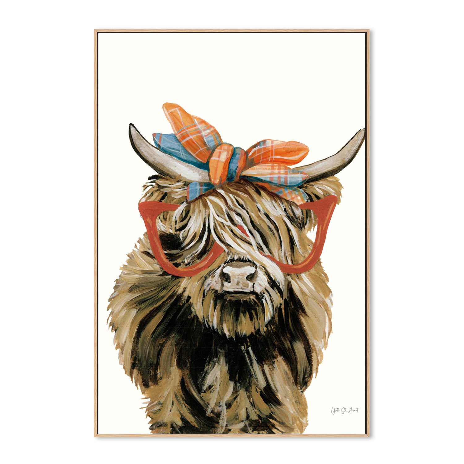 wall-art-print-canvas-poster-framed-Preppy Fall Highland Cow-4