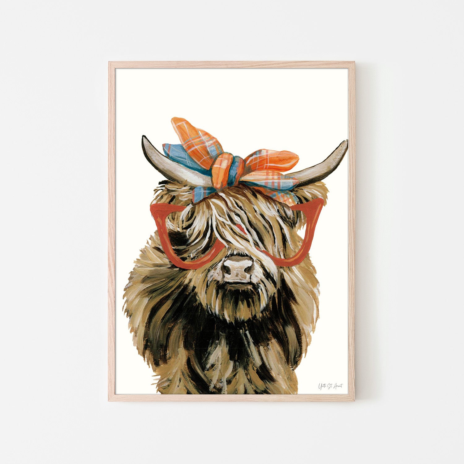 wall-art-print-canvas-poster-framed-Preppy Fall Highland Cow-6