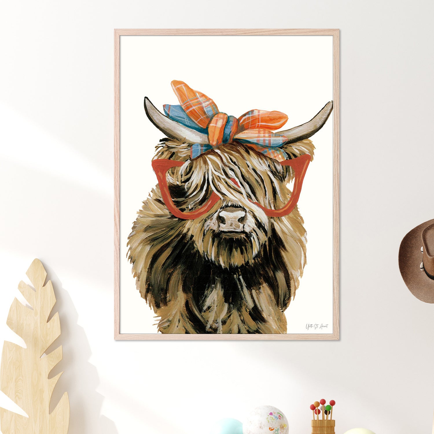 wall-art-print-canvas-poster-framed-Preppy Fall Highland Cow-7