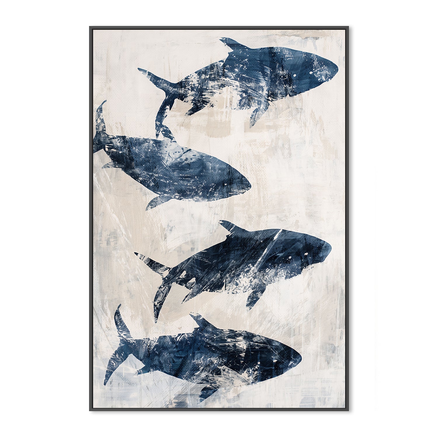 wall-art-print-canvas-poster-framed-Primative Navy Fish , Style A, By Nina Blue-3
