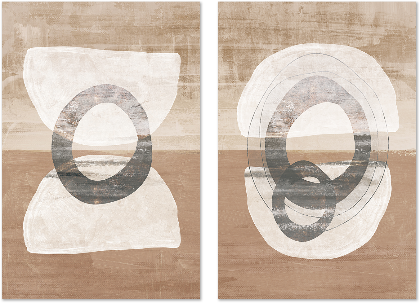 wall-art-print-canvas-poster-framed-Primitive Abstract, Style C & D, Set of 2 , By Nina Blue-1