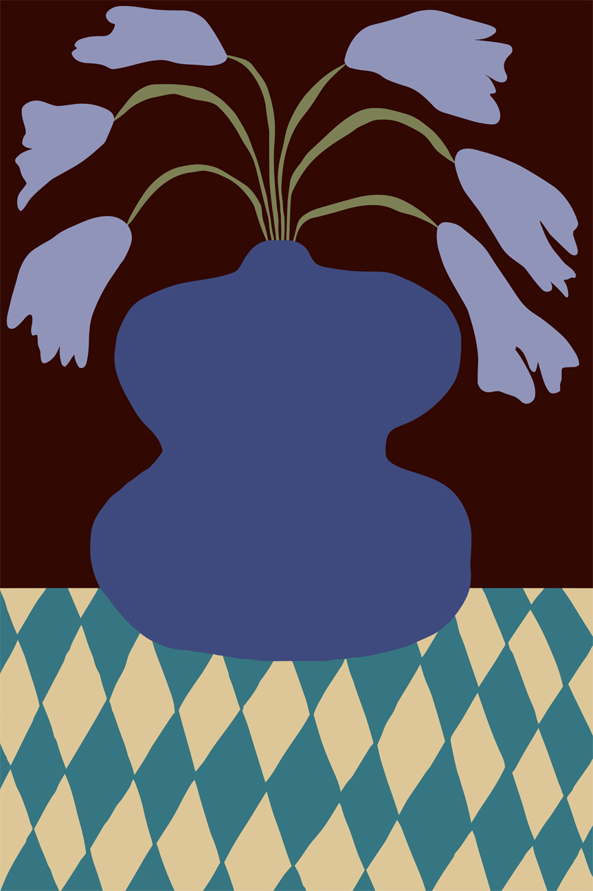 wall-art-print-canvas-poster-framed-Purple Pottery And Dropping Lily , By Miho Art Studio-1