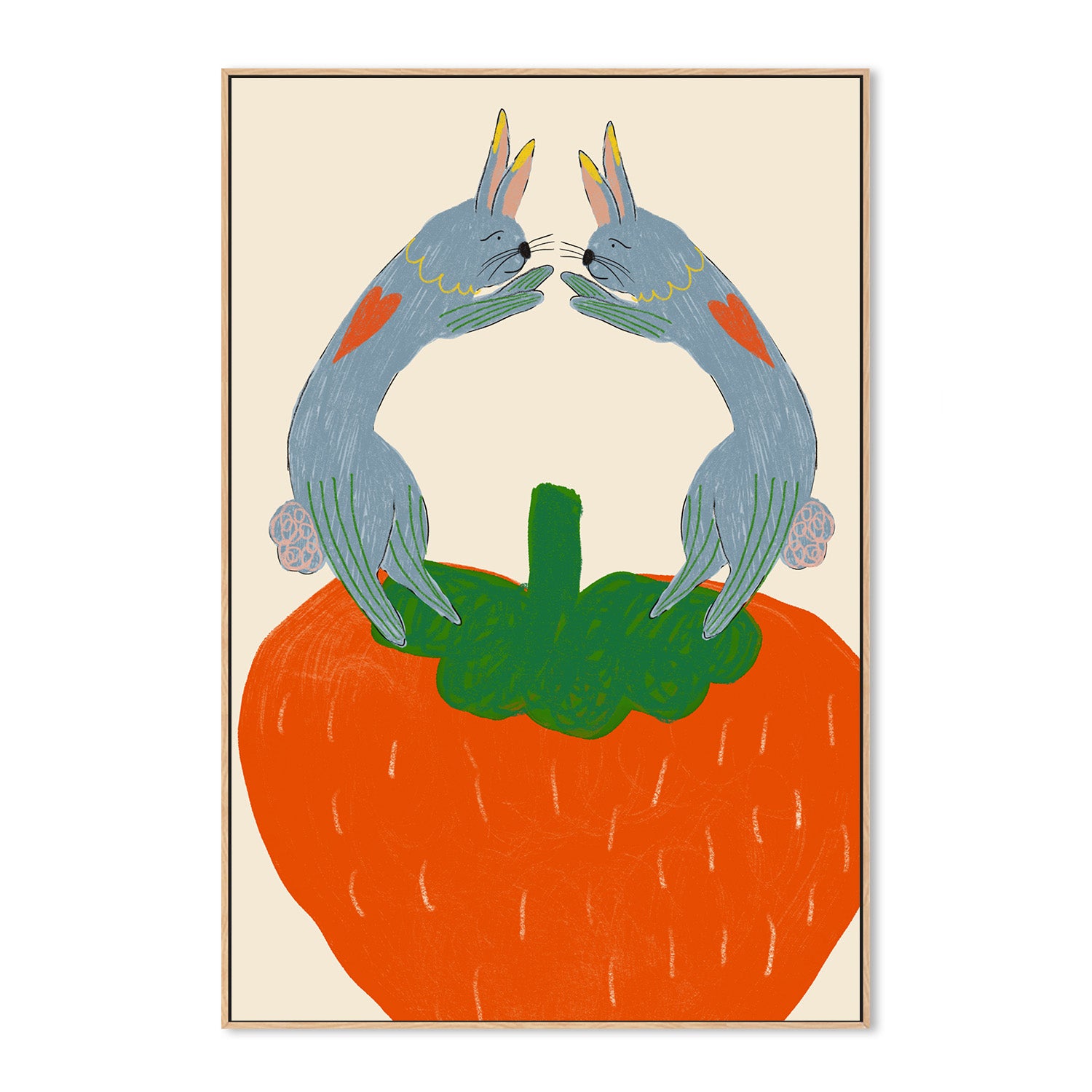 wall-art-print-canvas-poster-framed-Rabbits on Strawberry-4