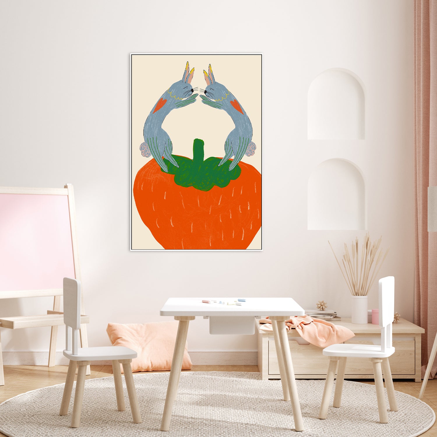 wall-art-print-canvas-poster-framed-Rabbits on Strawberry-7