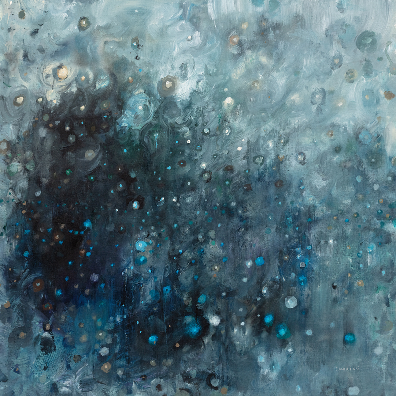 wall-art-print-canvas-poster-framed-Rain in Gray and Blue , By Danhui Nai-1