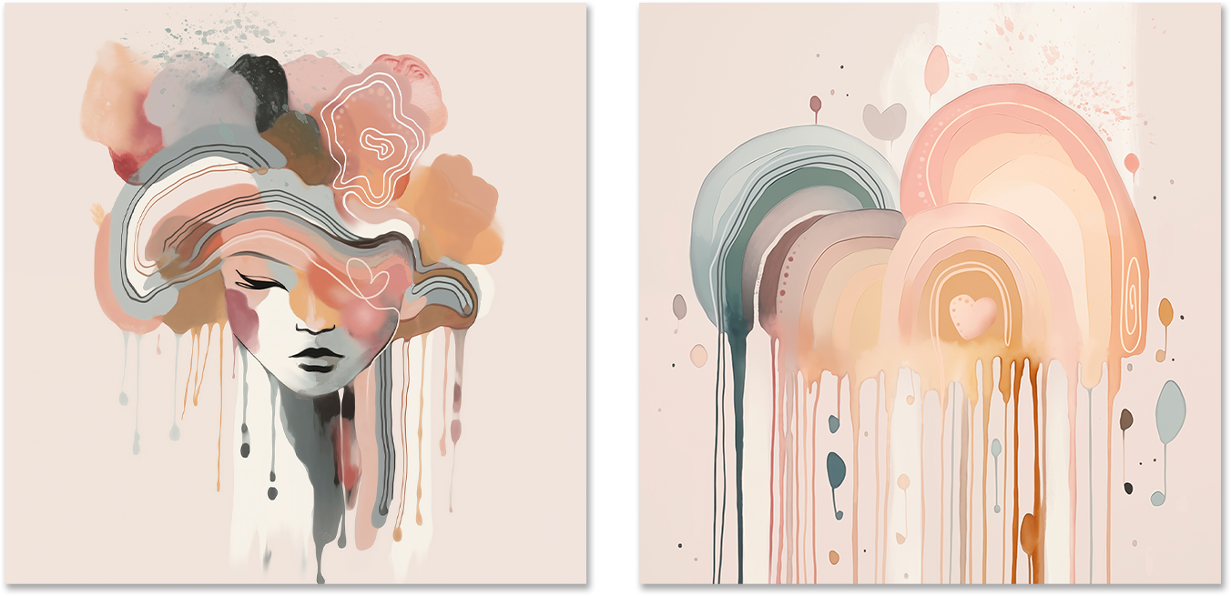 wall-art-print-canvas-poster-framed-Rainbow Drizzle, Style A & B, Set Of 2 , By Bella Eve-1