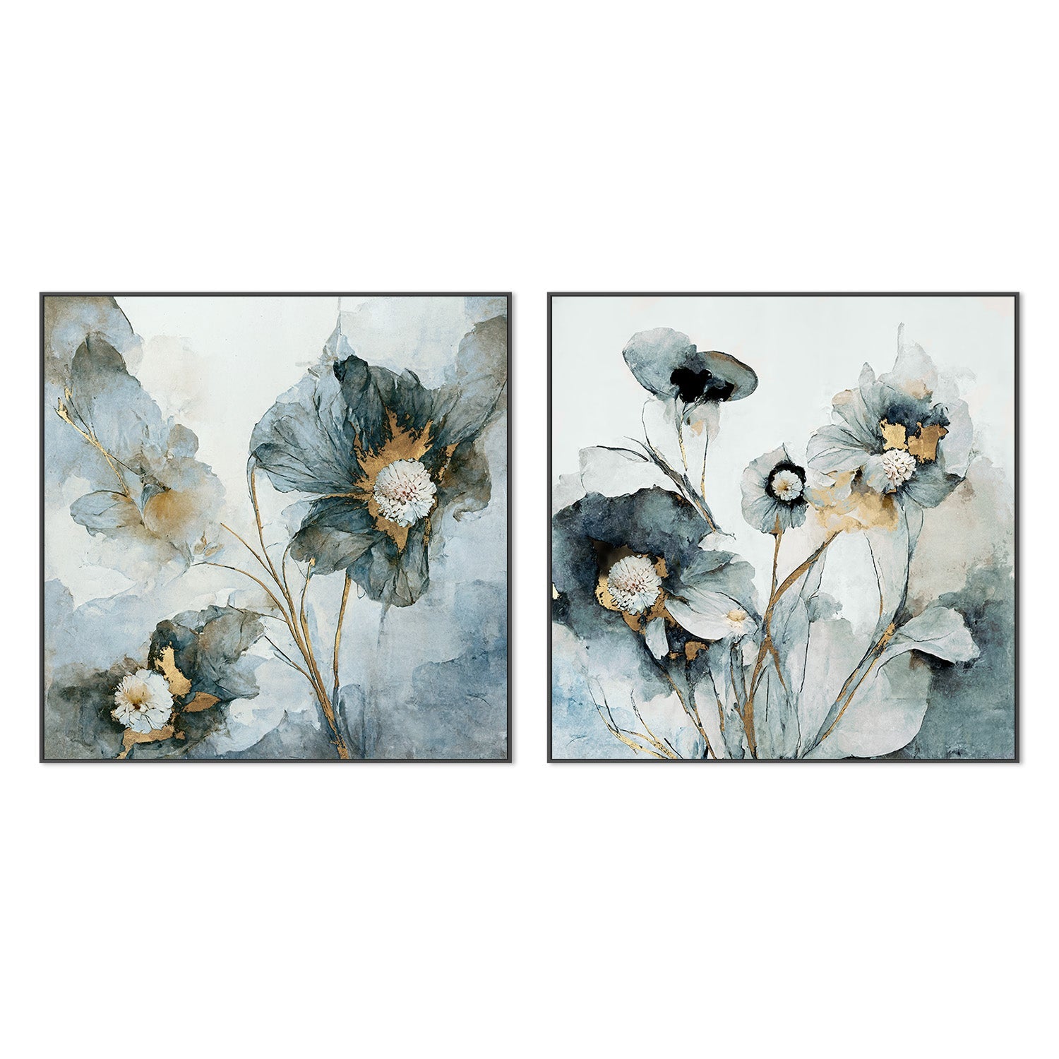 wall-art-print-canvas-poster-framed-Rainy Day Blooms, Style A & B, Set Of 2 , By Leah Mclean-3