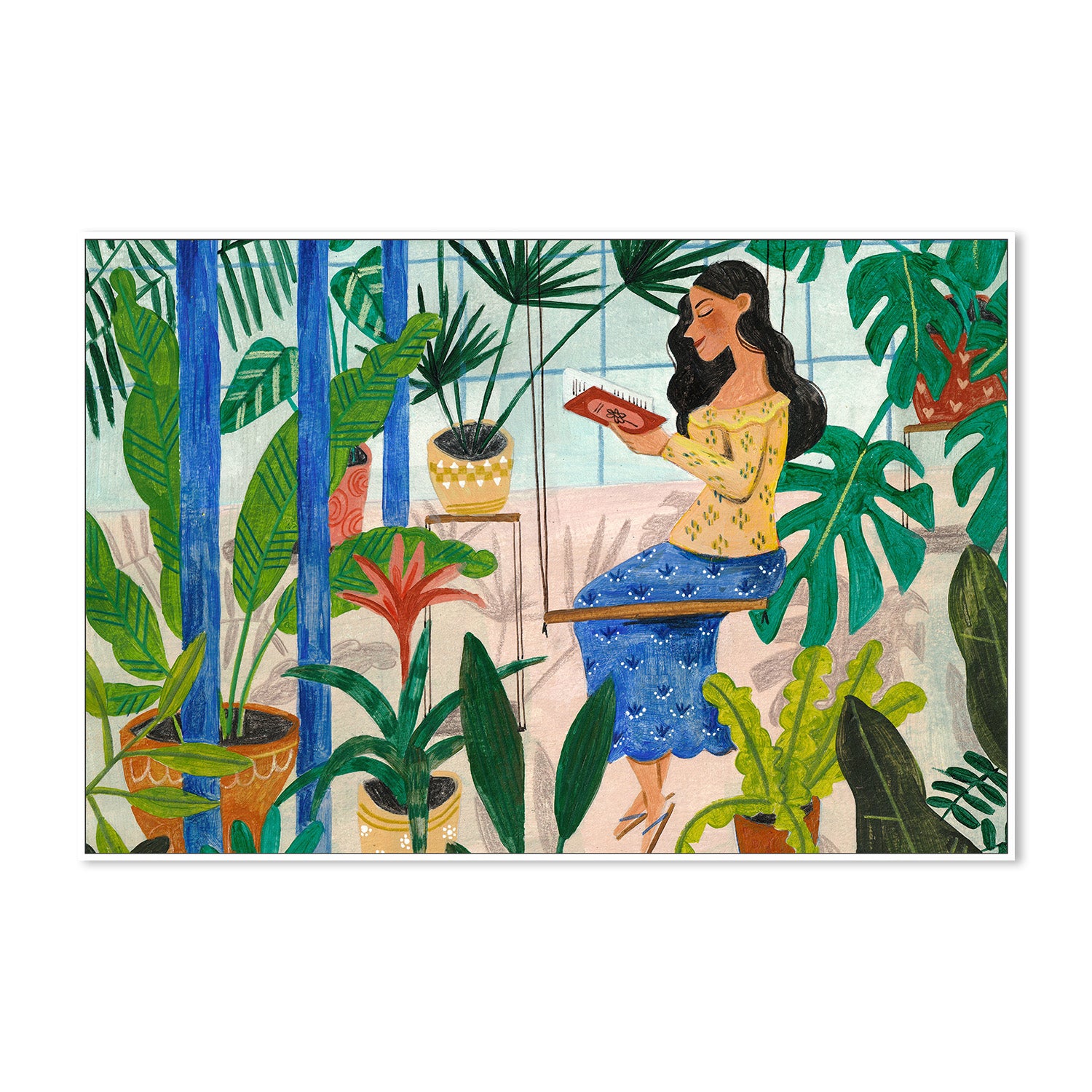 wall-art-print-canvas-poster-framed-Reading in the Tropical Greenhouse-5