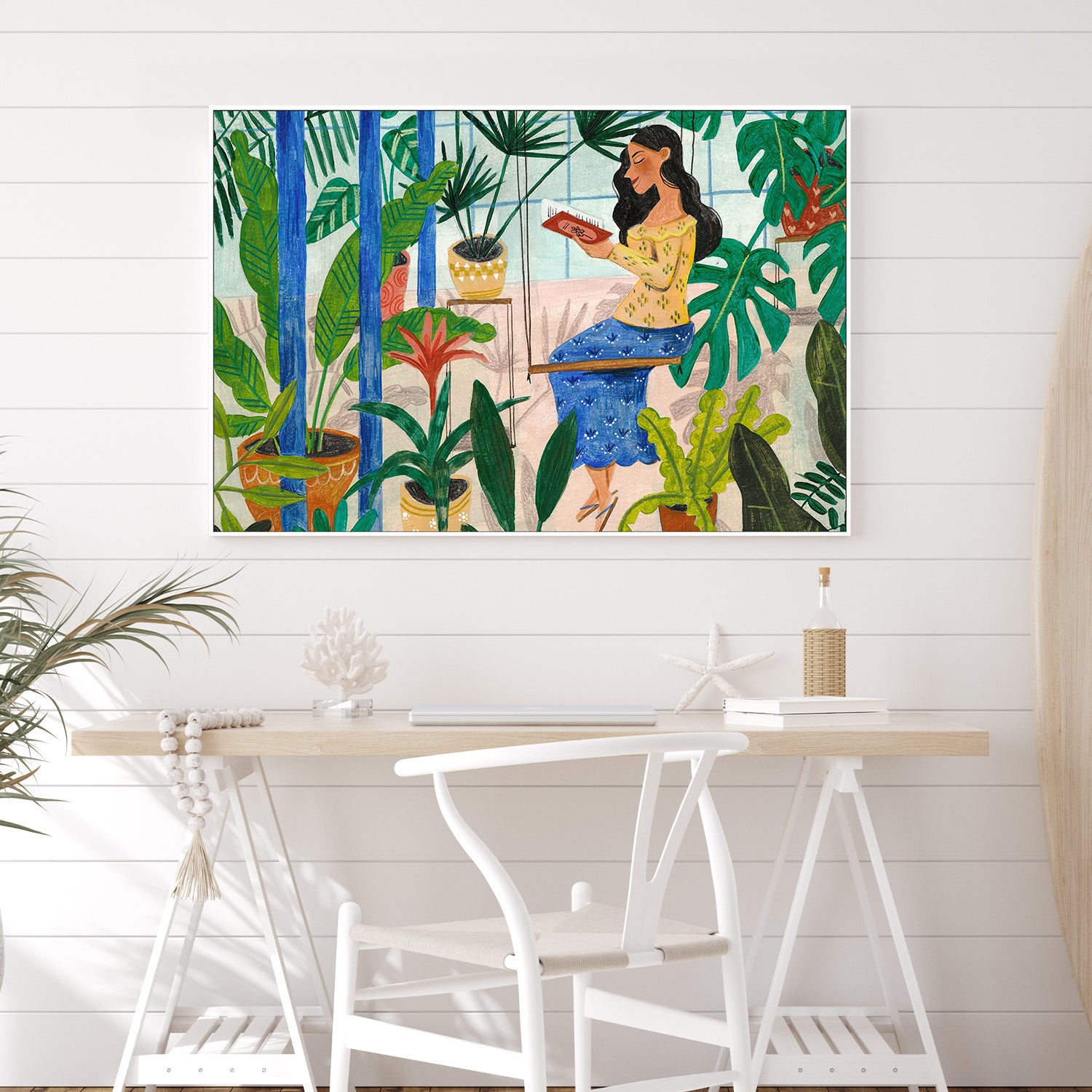 wall-art-print-canvas-poster-framed-Reading in the Tropical Greenhouse-7