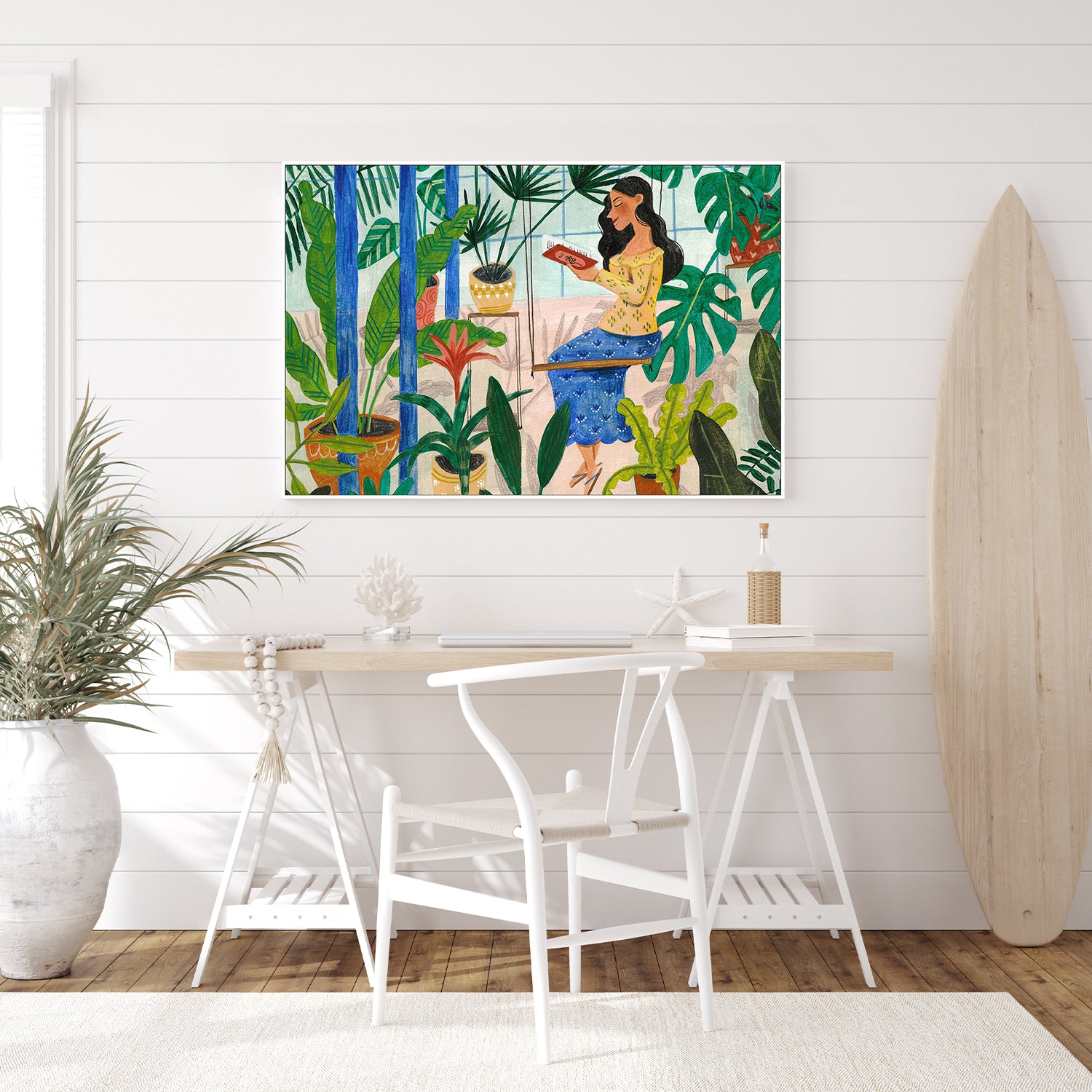 wall-art-print-canvas-poster-framed-Reading in the Tropical Greenhouse-8