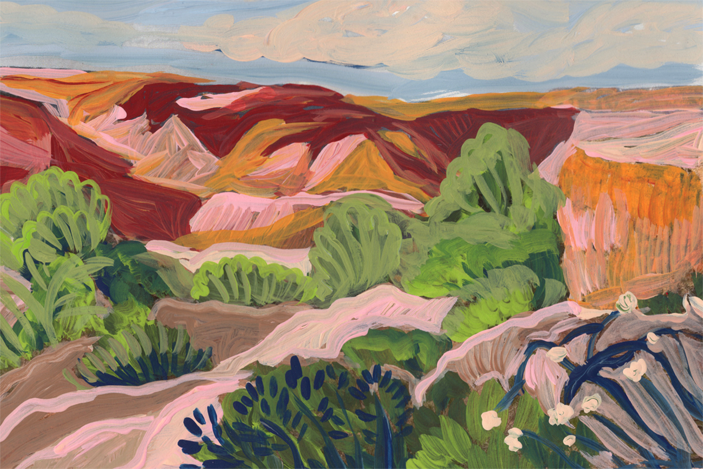 wall-art-print-canvas-poster-framed-Red and Blush Mountains , By Eleanor Baker-1