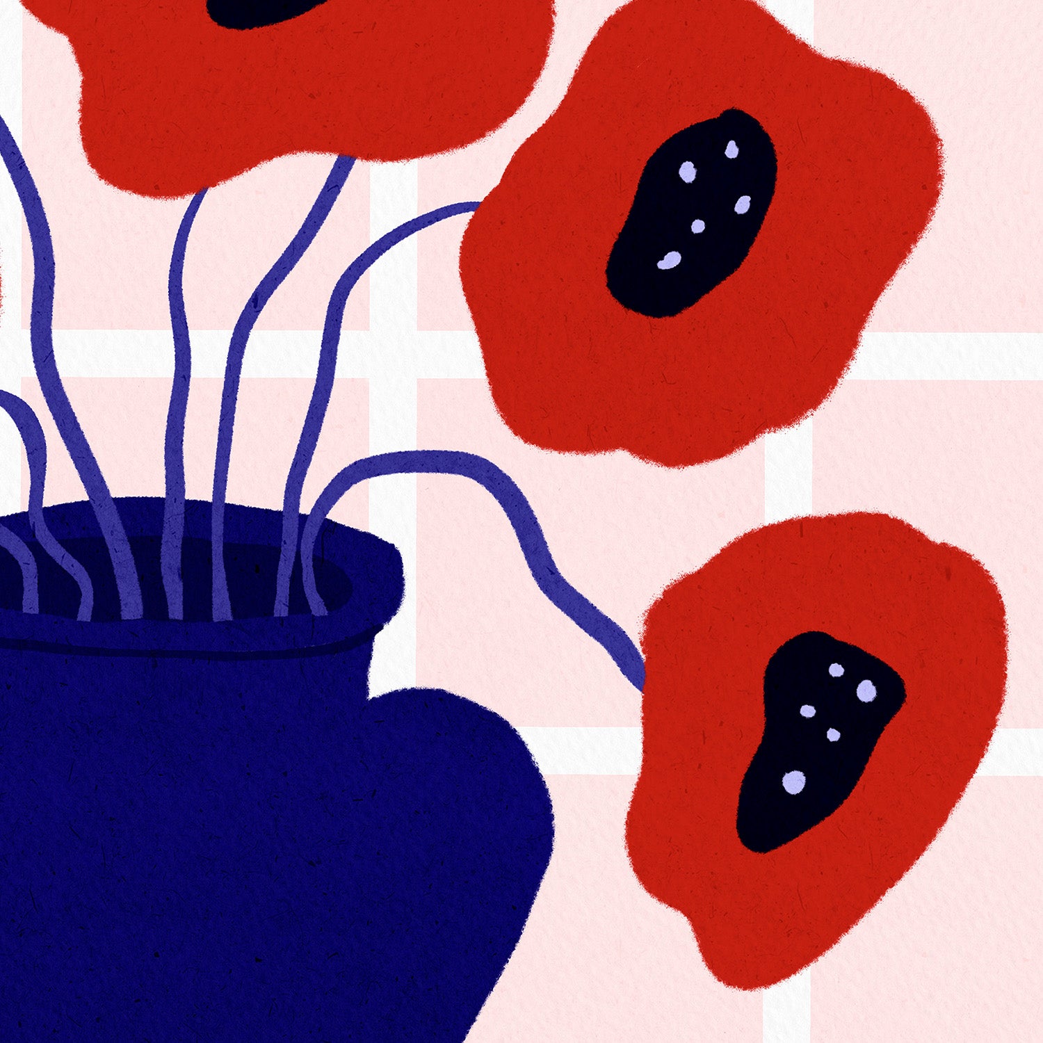 wall-art-print-canvas-poster-framed-Red Poppies In a Vase Illustration-11