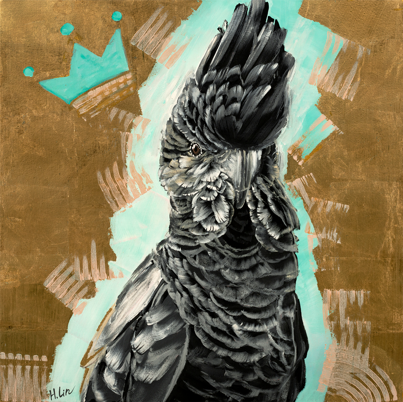 wall-art-print-canvas-poster-framed-Red Tail Black Cockatoo , By Hsin Lin-GIOIA-WALL-ART