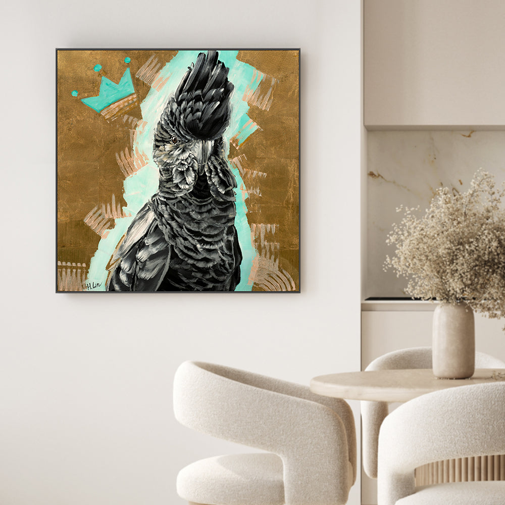 wall-art-print-canvas-poster-framed-Red Tail Black Cockatoo , By Hsin Lin-GIOIA-WALL-ART