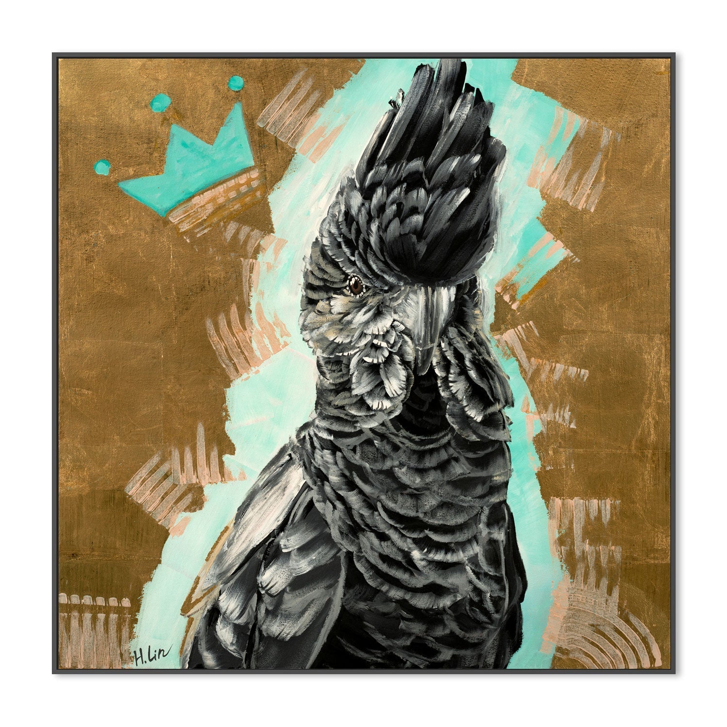 wall-art-print-canvas-poster-framed-Red Tail Black Cockatoo , By Hsin Lin-GIOIA-WALL-ART