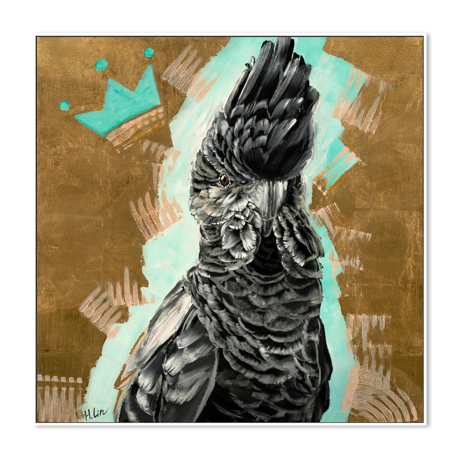 wall-art-print-canvas-poster-framed-Red Tail Black Cockatoo , By Hsin Lin-GIOIA-WALL-ART