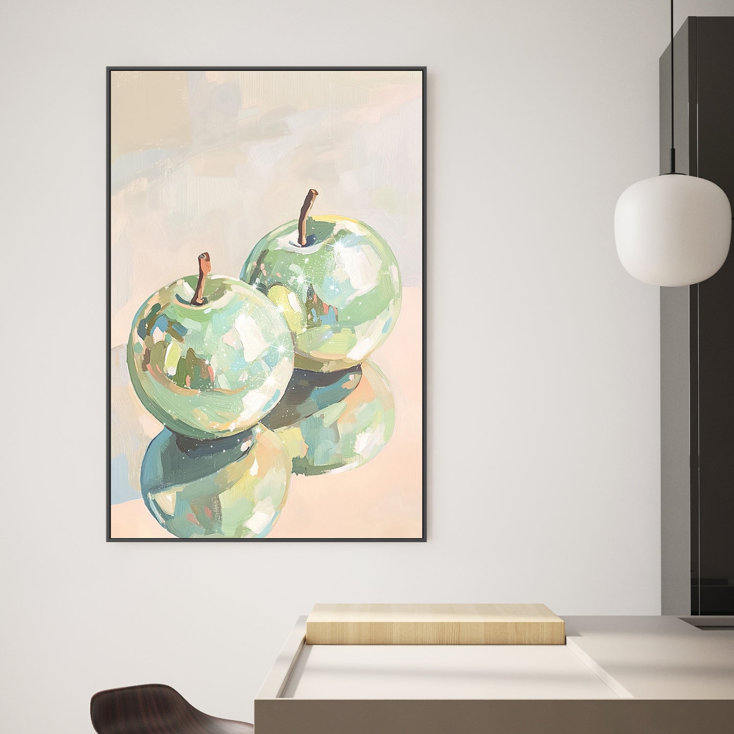 wall-art-print-canvas-poster-framed-Reflective Apples in Abstract , By Melloi Art-2