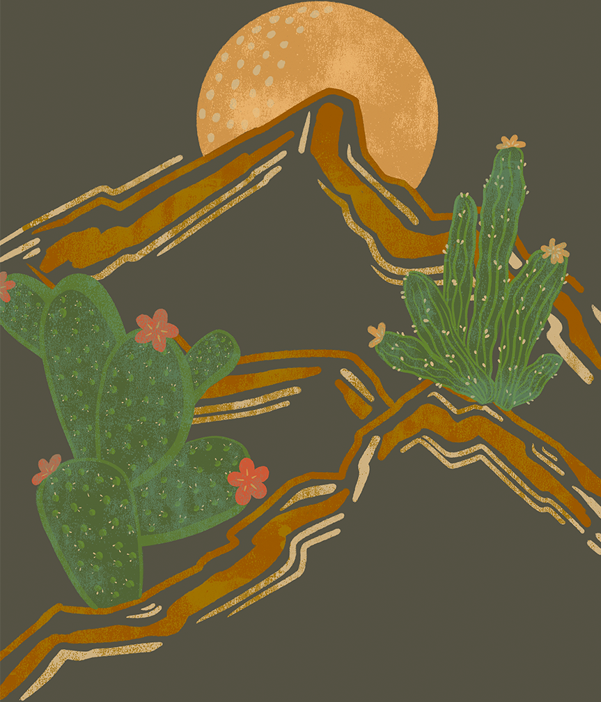 wall-art-print-canvas-poster-framed-Rocky Mountains and Cactus , By Nikita Jariwala-1