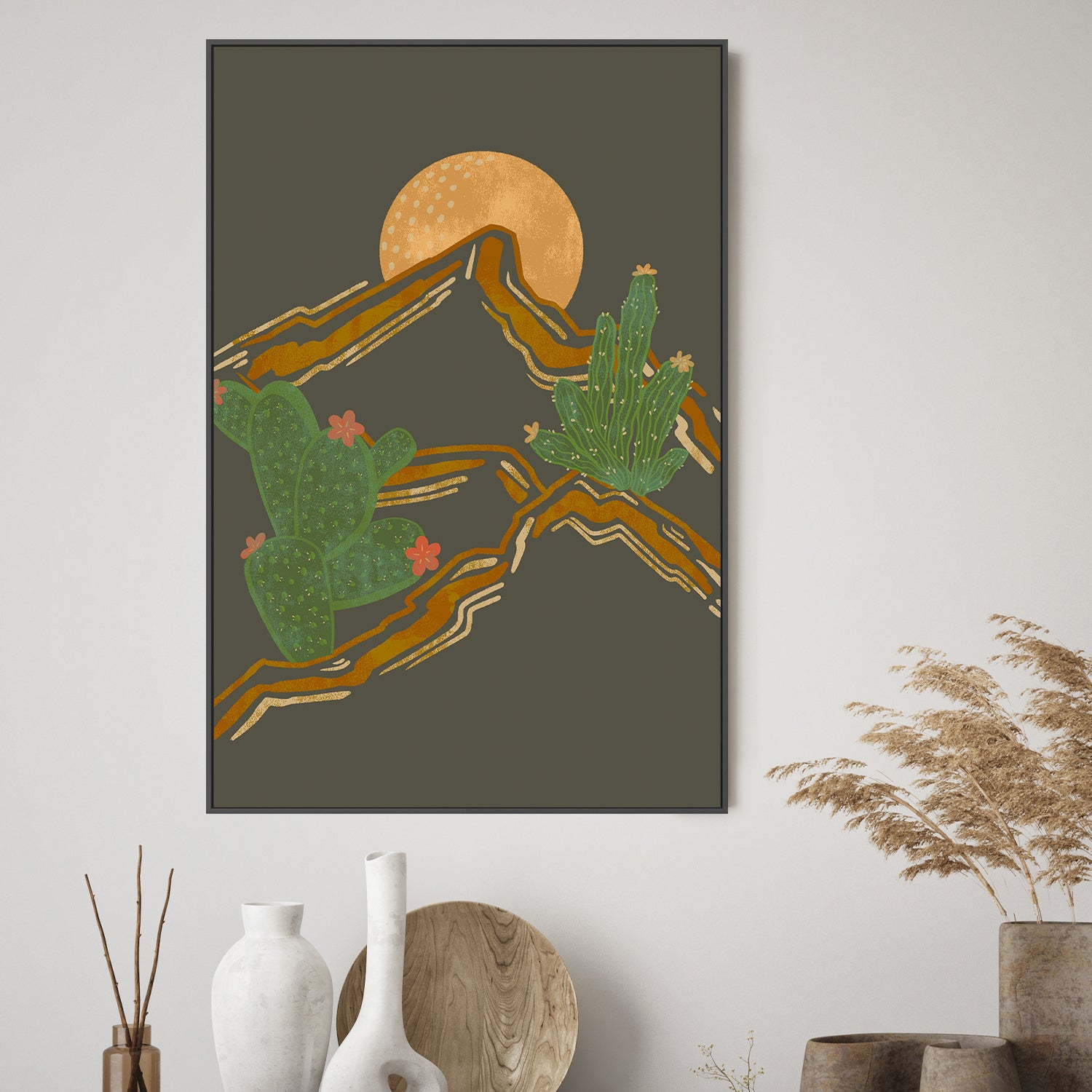 wall-art-print-canvas-poster-framed-Rocky Mountains and Cactus , By Nikita Jariwala-2