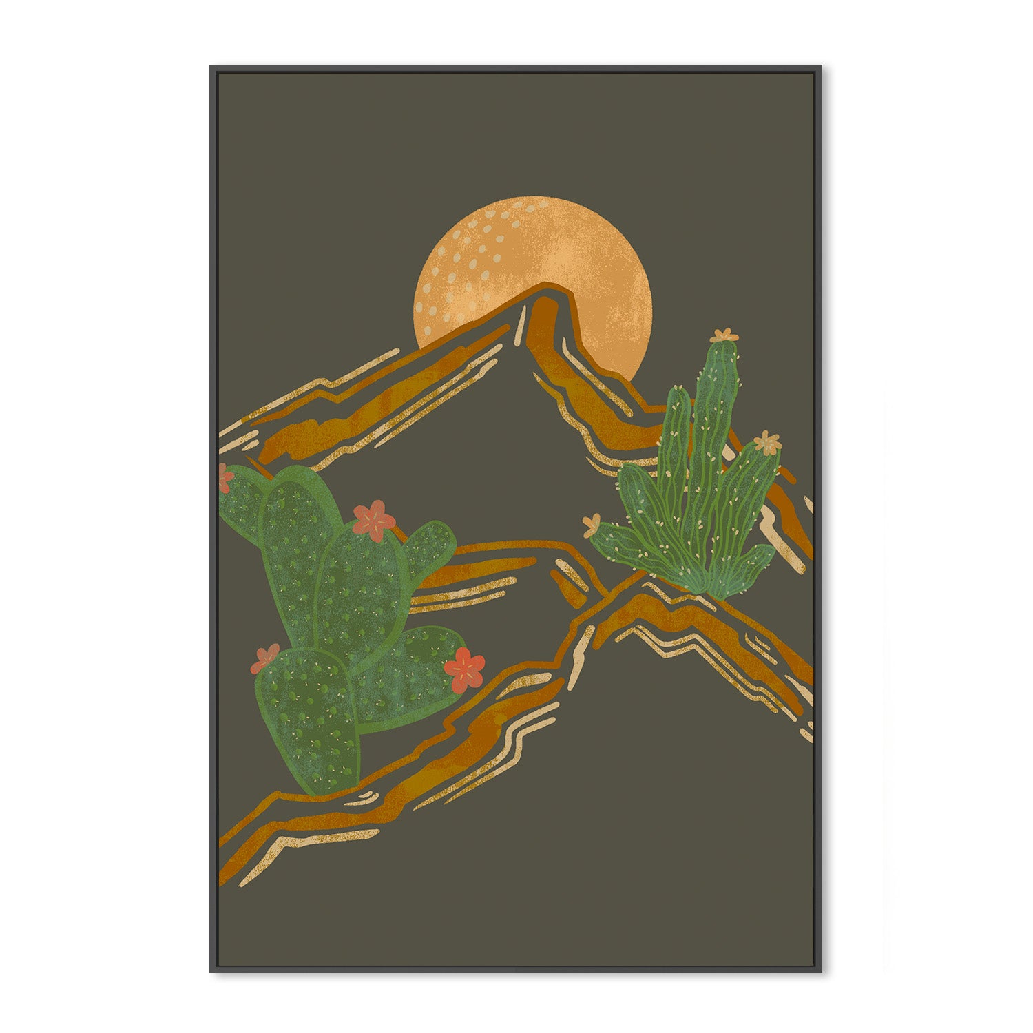 wall-art-print-canvas-poster-framed-Rocky Mountains and Cactus , By Nikita Jariwala-3