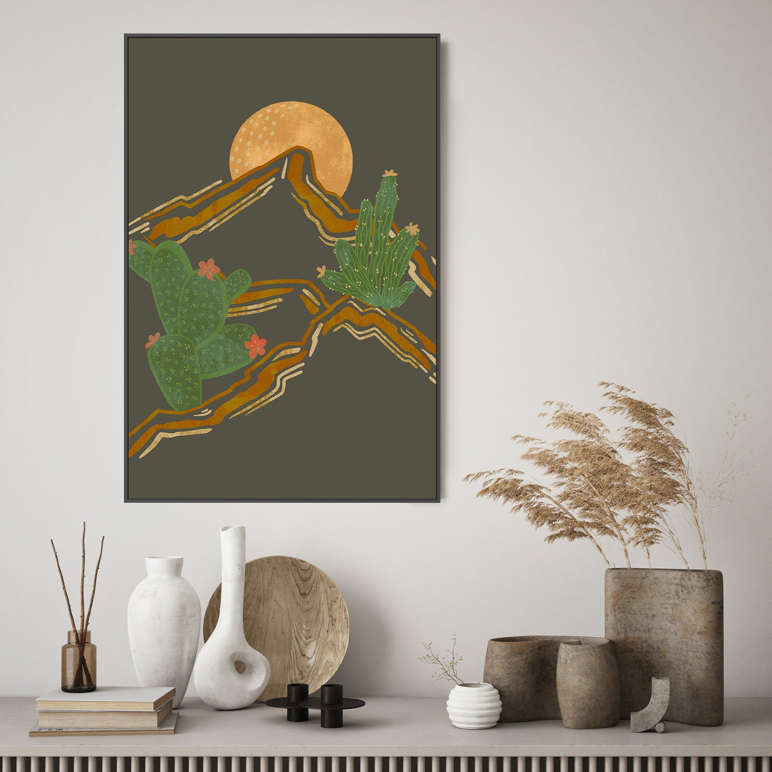 wall-art-print-canvas-poster-framed-Rocky Mountains and Cactus , By Nikita Jariwala-7