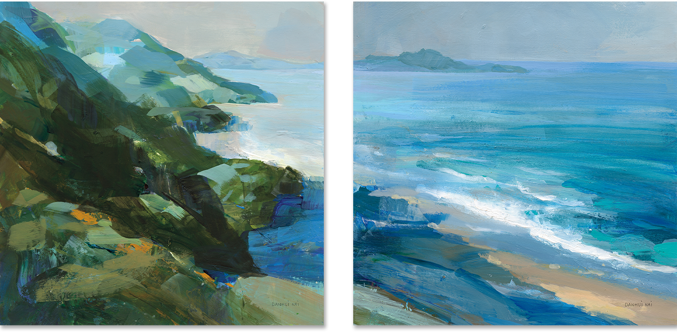 wall-art-print-canvas-poster-framed-Rocky Shoreline, Style A & B, Set Of 2 , By Danhui Nai-1