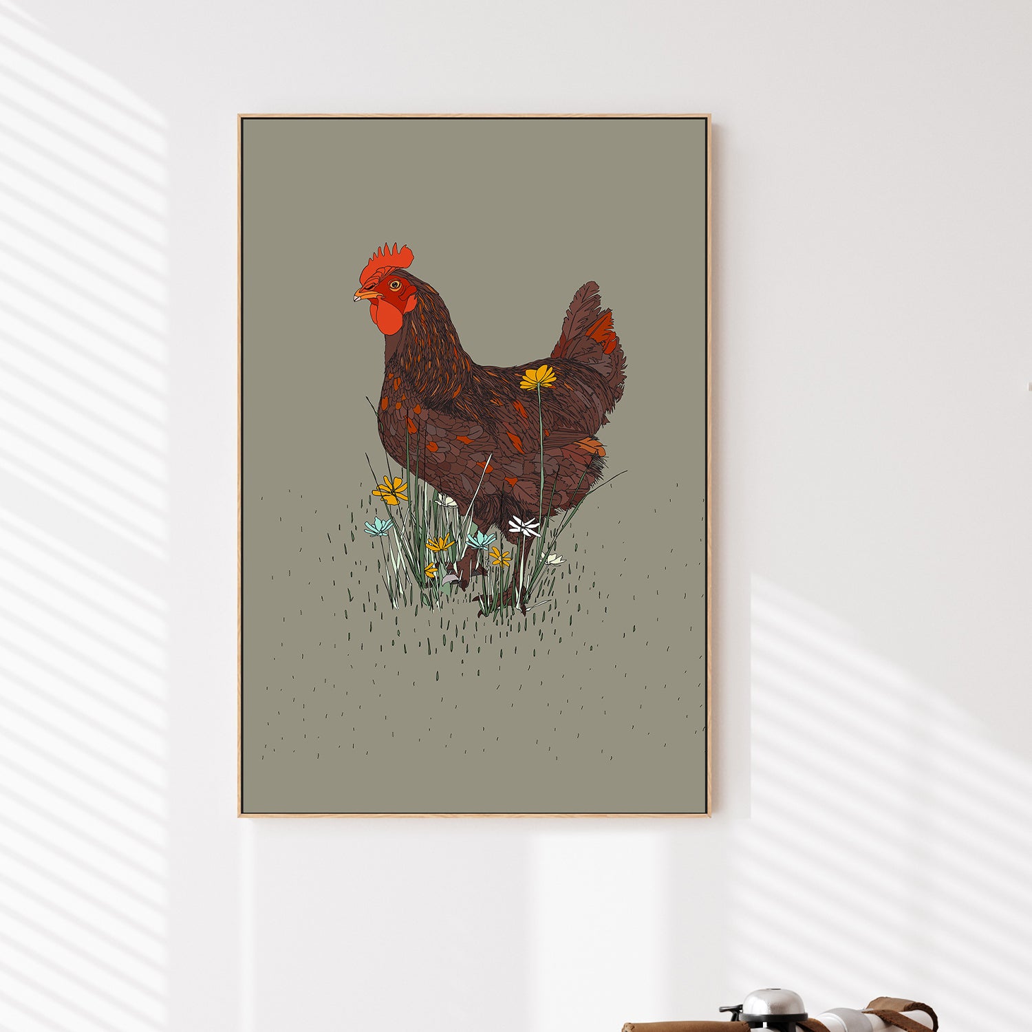 wall-art-print-canvas-poster-framed-Rooster in the Meadow-2