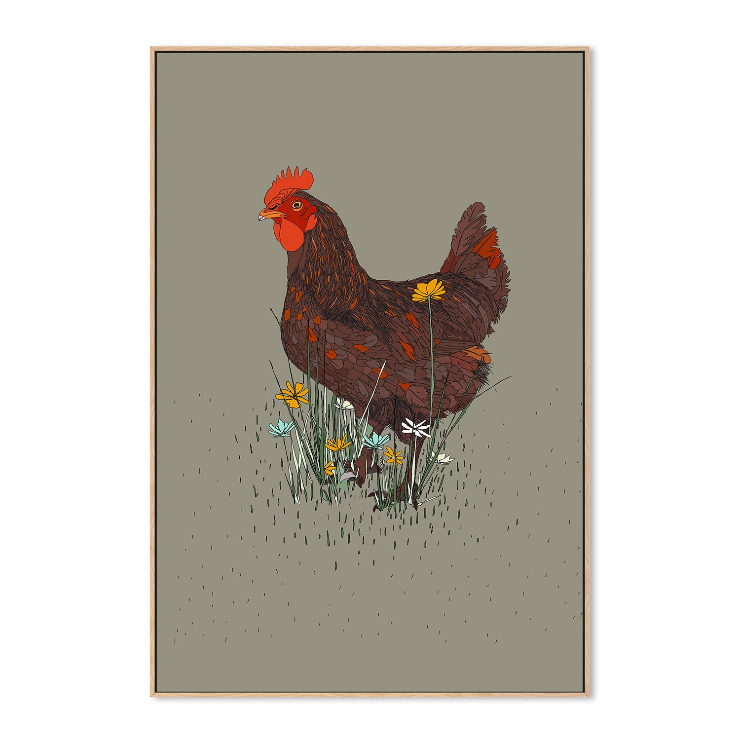 wall-art-print-canvas-poster-framed-Rooster in the Meadow-4