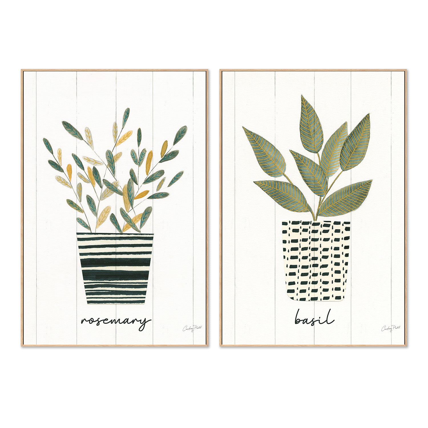 wall-art-print-canvas-poster-framed-Rosemary Herb Garden Style A & Basil Herb Garden Style B, Set Of 2 , By Courtney Prahl-4