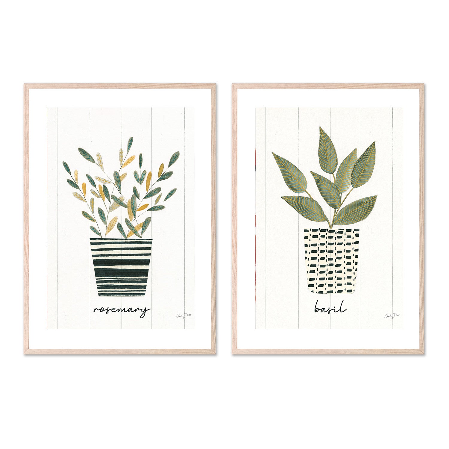 wall-art-print-canvas-poster-framed-Rosemary Herb Garden Style A & Basil Herb Garden Style B, Set Of 2 , By Courtney Prahl-6