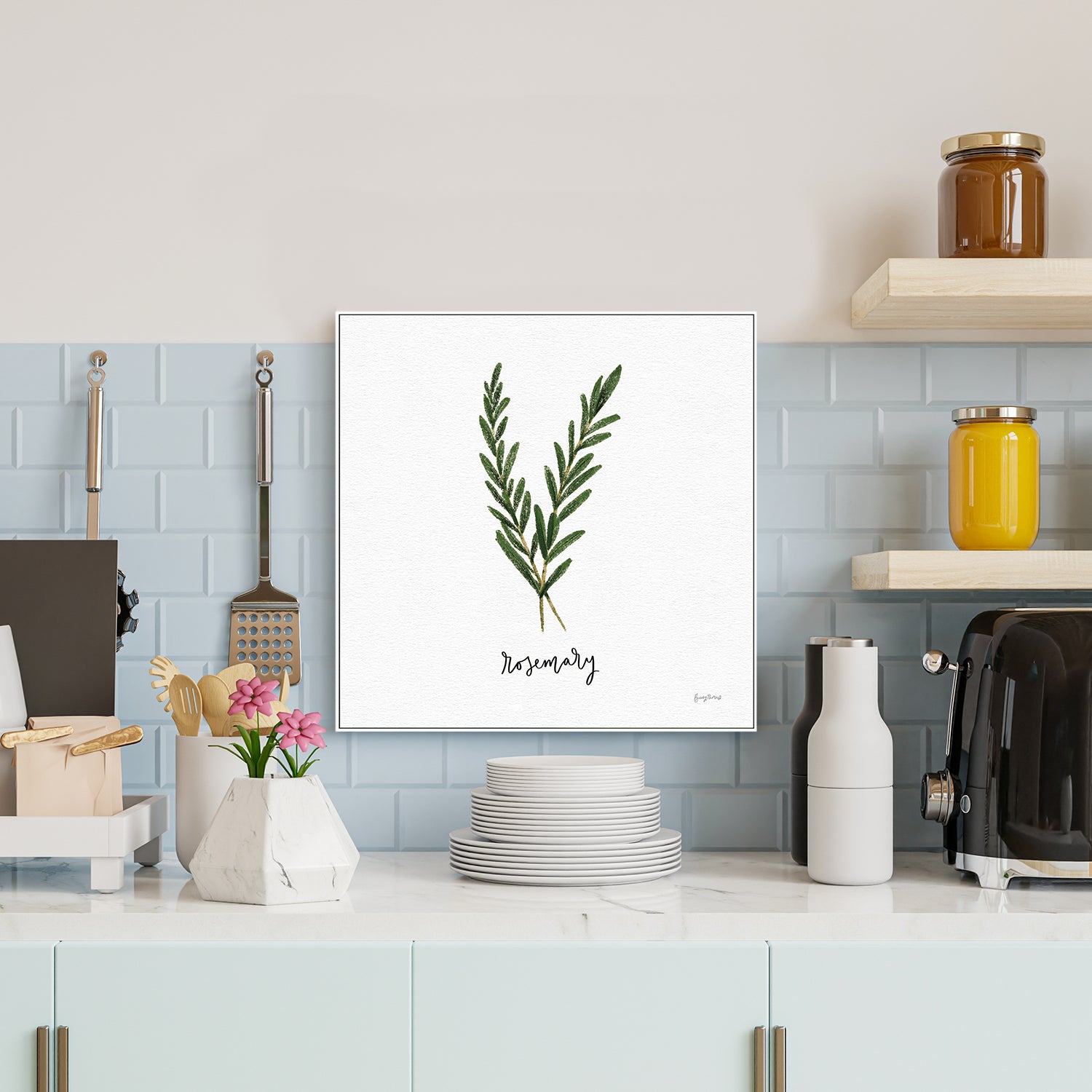 wall-art-print-canvas-poster-framed-Rosemary Herbs White, Style B , By Becky Thorns-7