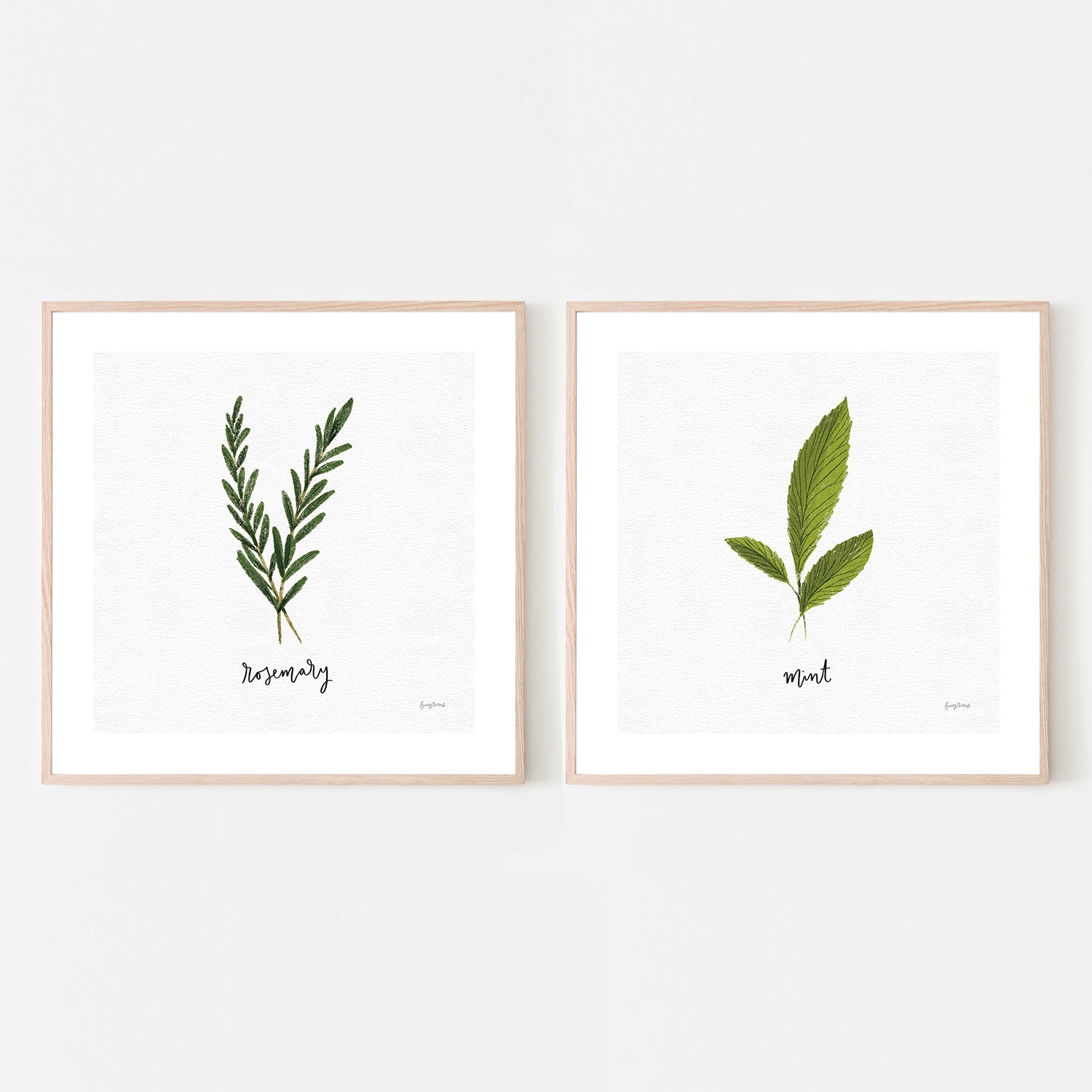 wall-art-print-canvas-poster-framed-Rosemary Herbs White Style B & Mint Herbs White Style F, Set Of 2 , By Becky Thorns-6