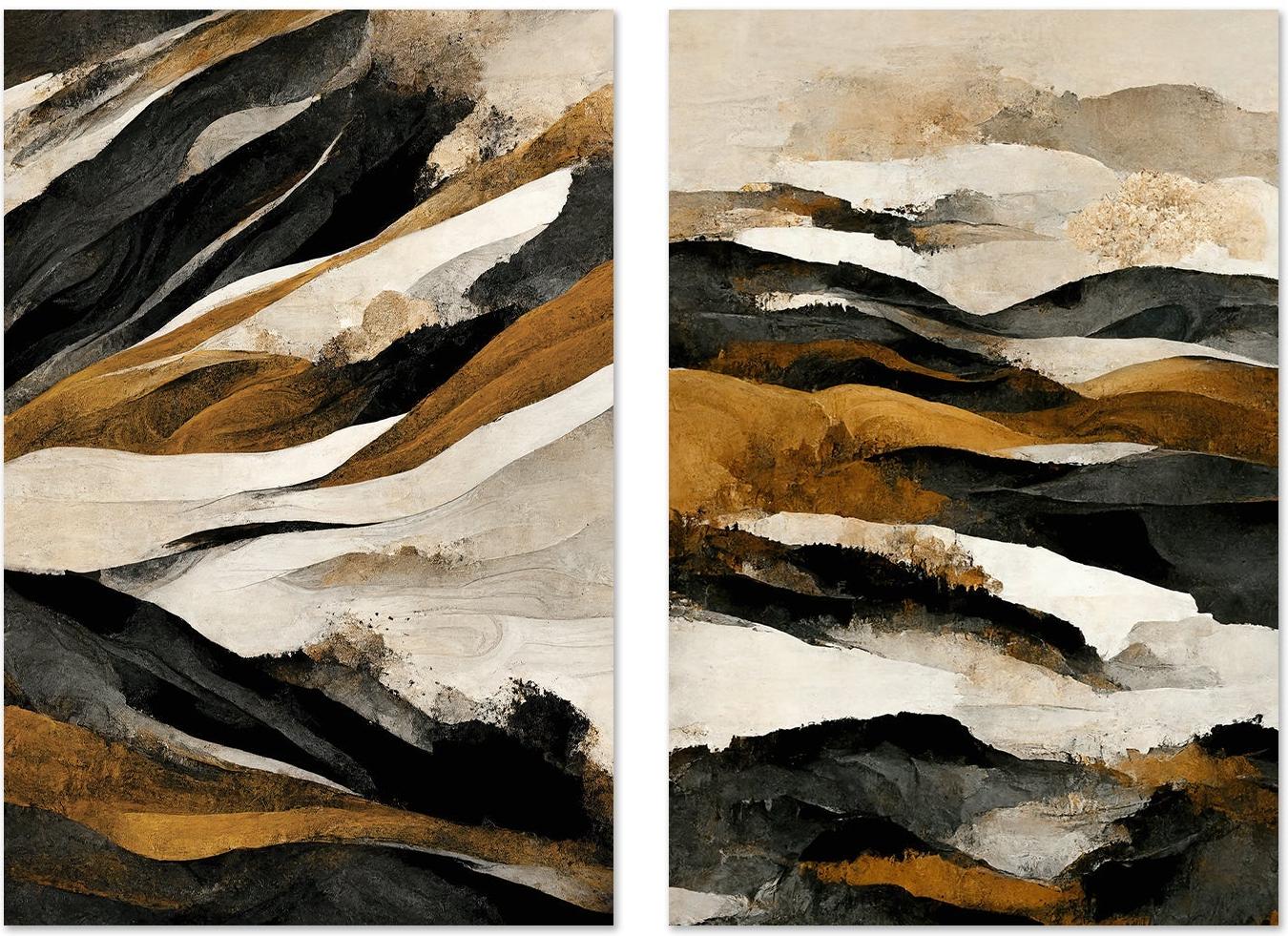 wall-art-print-canvas-poster-framed-Rough Mountains, Style A & B, Set Of 2 , By Treechild-GIOIA-WALL-ART