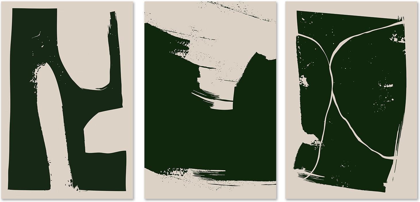 wall-art-print-canvas-poster-framed-Rough Strokes, Style A, B & C, Set Of 3-GIOIA-WALL-ART