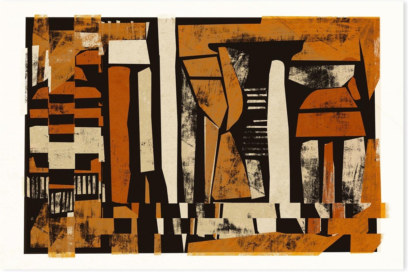 wall-art-print-canvas-poster-framed-Rusty Orange Mid Century , By Treechild-GIOIA-WALL-ART