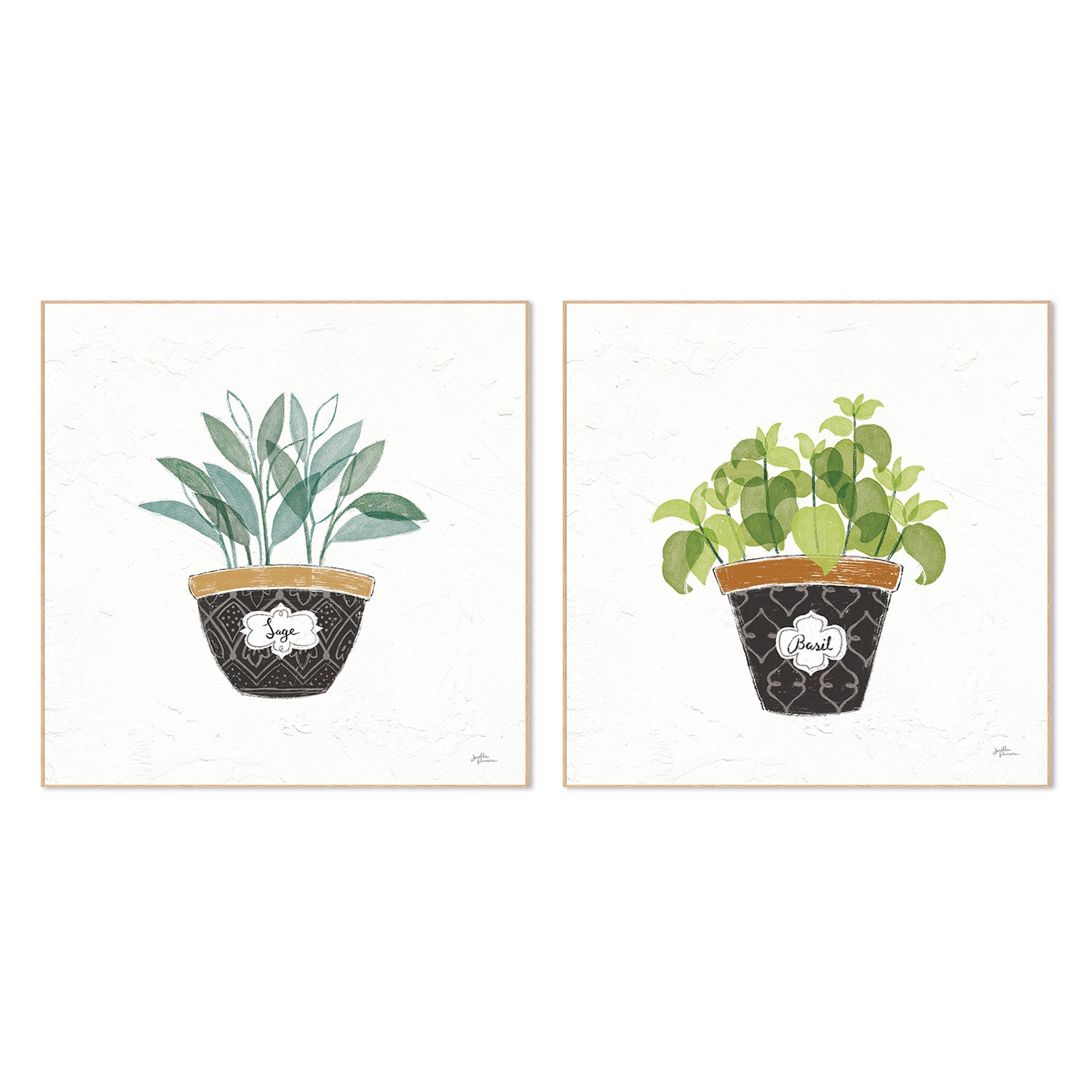 wall-art-print-canvas-poster-framed-Sage Fine Herbs Style A & Basil Fine Herbs Style B, Set Of 2 , By Janelle Penner-4
