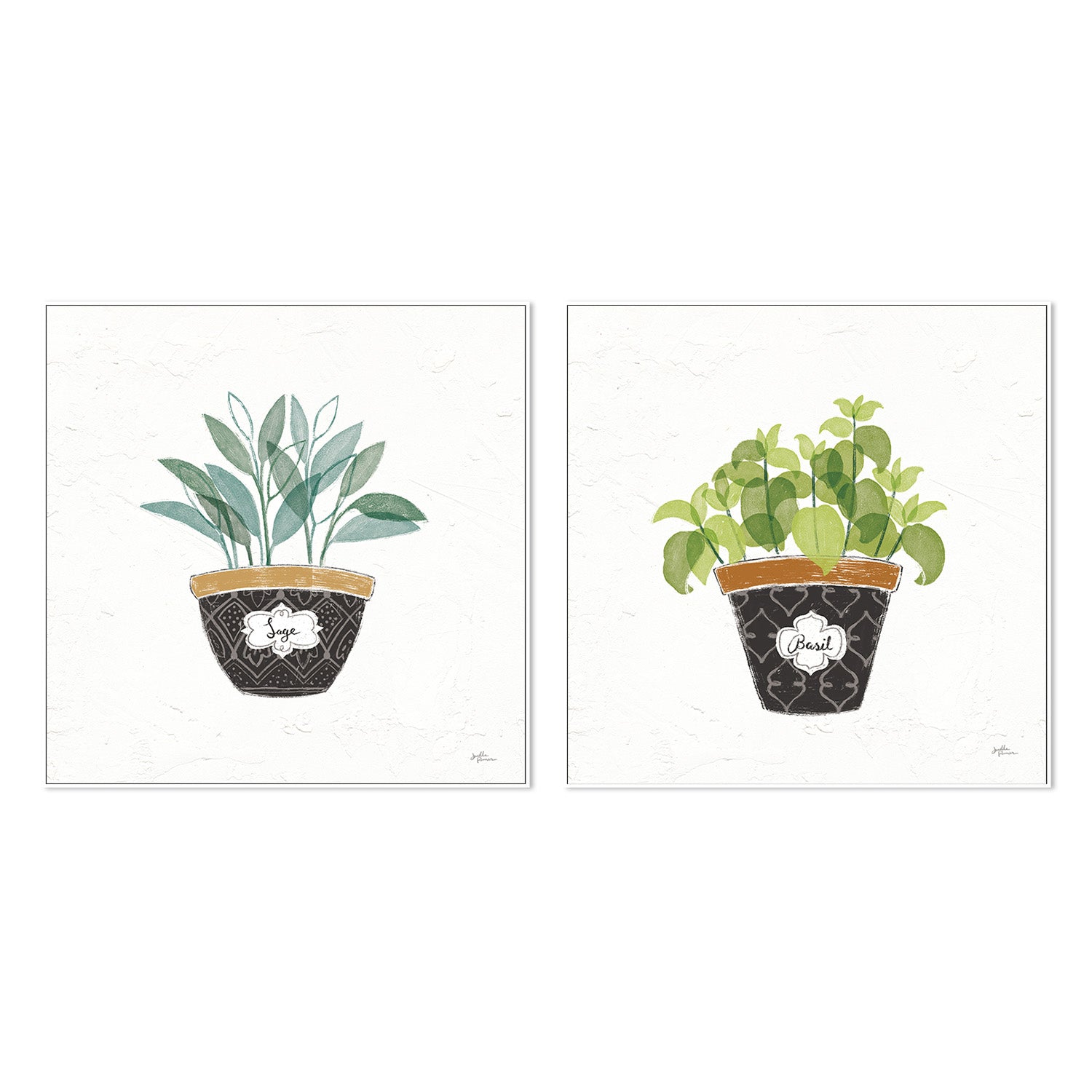 wall-art-print-canvas-poster-framed-Sage Fine Herbs Style A & Basil Fine Herbs Style B, Set Of 2 , By Janelle Penner-5