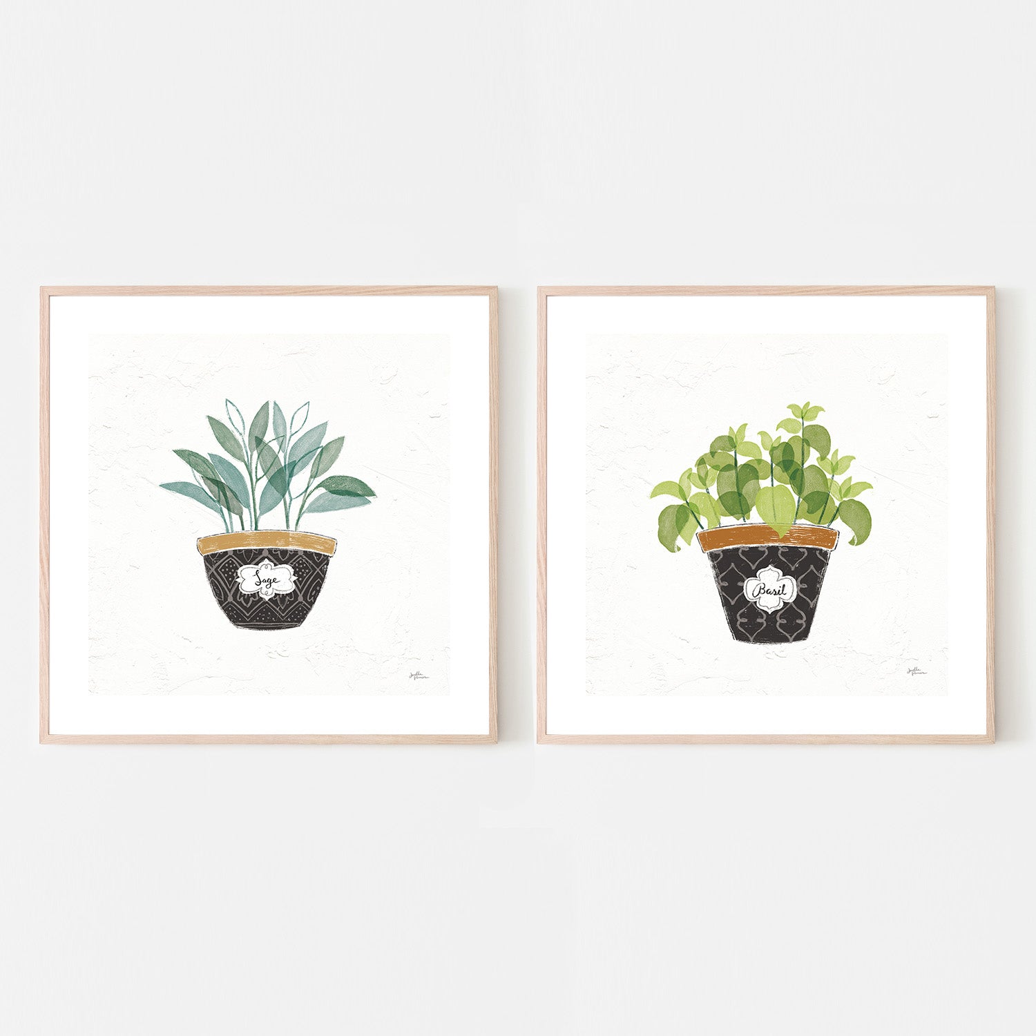 wall-art-print-canvas-poster-framed-Sage Fine Herbs Style A & Basil Fine Herbs Style B, Set Of 2 , By Janelle Penner-6